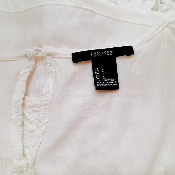 Forever 21 Cream Floral Lacey Lined Top Sz Large - Picture 13 of 16